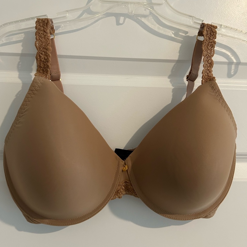 Natori Body Double Lace Trim Contour Underwire Bra Tan Size 34DDD